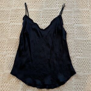 Aritzia Wilfred black silk camisole tank top with adjustable straps. Size S.